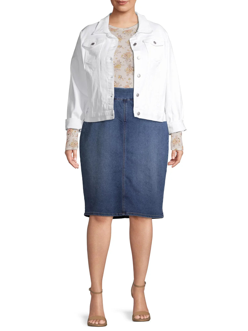 Alivia Ford Women's Plus Size Pull-On Denim Skirt