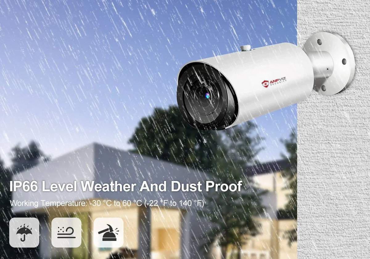ANPVIZ 5MP Bullet Camera 4X Zoom Camera Support Human Vehicle Detection 30M IR Distance Built in Mic H.265 IP66