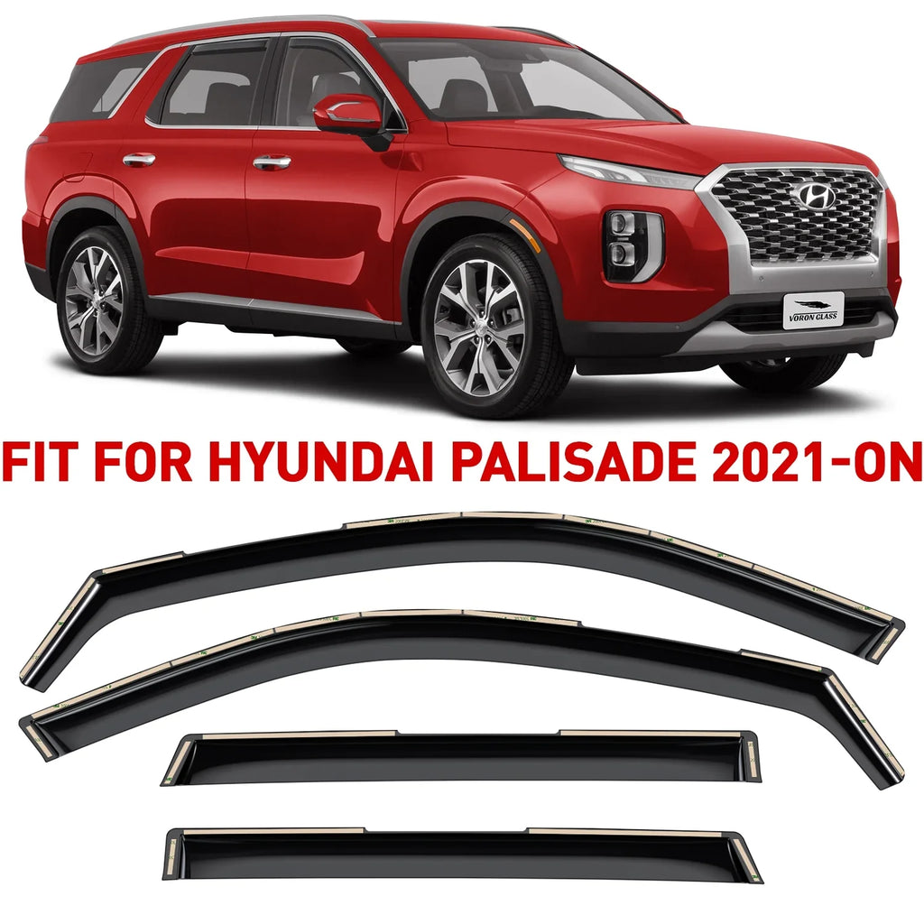 Voron Glass in-Channel Extra Resilient Rain Guards for Hyundai Palisade 2021-2024, Window Deflectors, Vent Window Visors, 4 Pieces - 220240