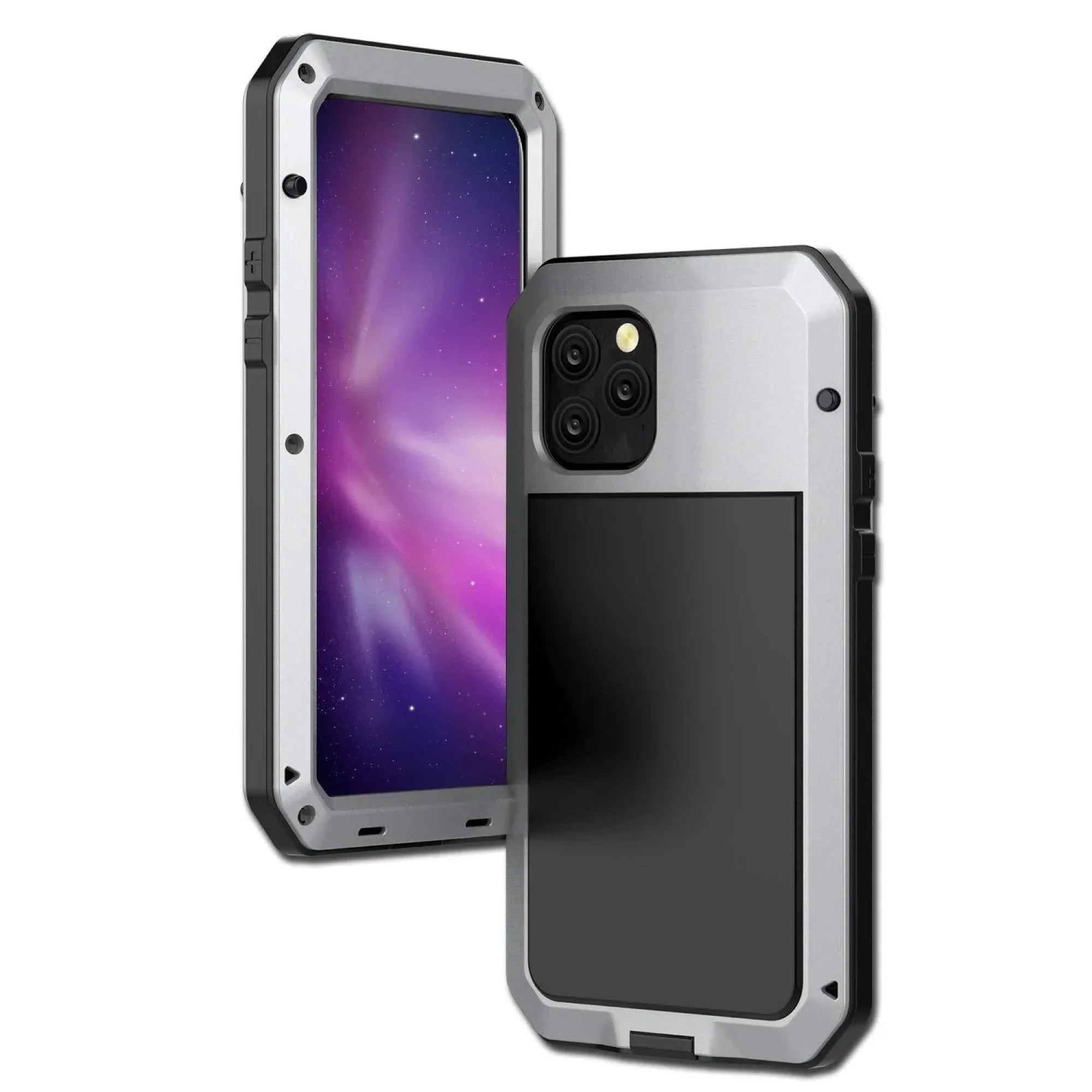 Gorilla Glass Aluminum Metal iPhone 12 Pro Max Case (Silver) Heavy Duty Military Grade Shockproof and Scratch Durable Protection, Rugged Outdoor Travel
