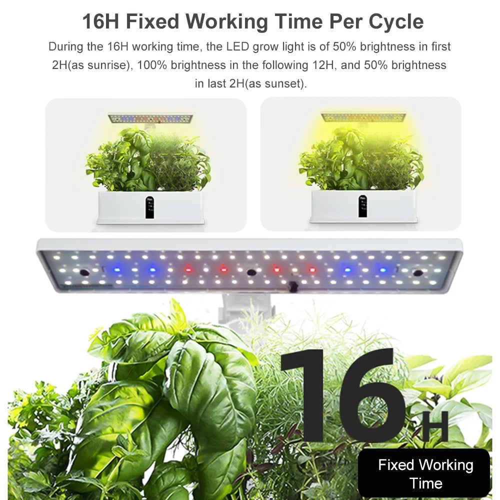Lixada Hydroponics Indoor Growing Kit with 9 Pods Automatic Timing Adjustable Height 15W LED Grow Lights 2L Water Tank for Home Office Kitchen