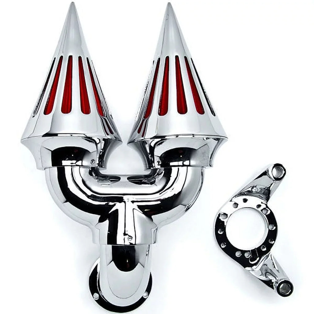 Krator Chrome Dual Spike Intake Air Cleaner Filter Kit Suitable with Harley-Davidson Sportster Custom Applications