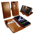 C1-89 Vintage Leather Wallet Free Screen Protector Case Coating for Huawei Nexus 6P - Brown