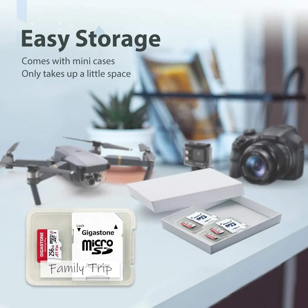 Gigastone 256GB Micro SD Card, Gaming Plus, Nintendo Switch Fitting High Speed 100MB/s, 4K Video Recording, Suitable with Nintendo Switch Dash Cams GoPro Cameras, 2 Pack (2x256GB)