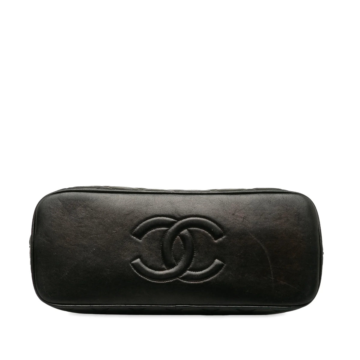 Pre-Owned Authenticated Chanel Quilted Lambskin Dome Shoulder Bag Leather Black Unisex (Good)