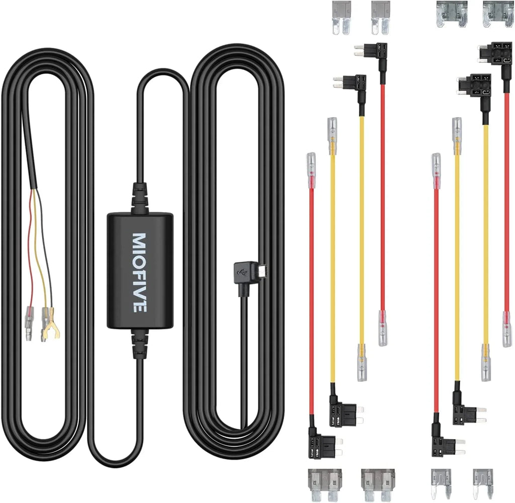 Dash Cam Hardwire Kit, 11.5ft ro USB Hard Wire Kit for Dashcam Converts 12V-24V to 5V/2.4A w/Fuse Kit