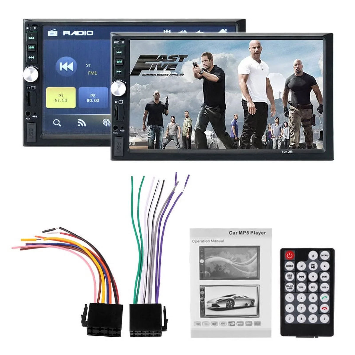 Polarlander Car Stereo Car Audio Double Din 7-inch HD Touch Screen Car radio Player with Multimedia SD USB FM AUX MP5/4/3 mirror link function Bluetooth with 4LED backup camera