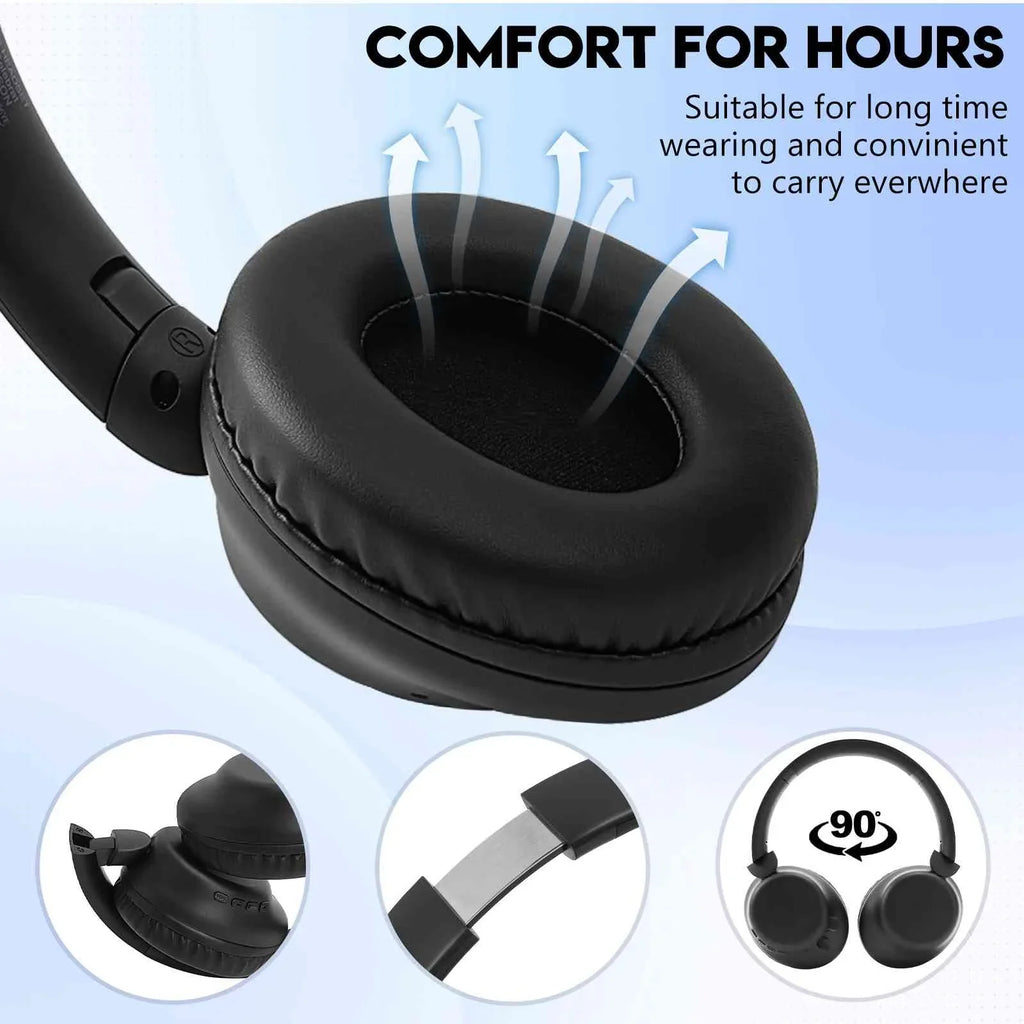UrbanX UX991 Wireless Bluetooth Stereo Earphones High Resolution Audio Deep Bass Superior Comfort Over The Ear Headphones with Mic for HTC Desire 628 phone Call Support