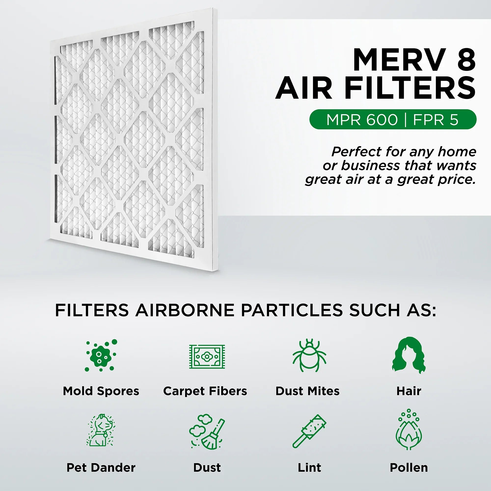 Pamlico Air 12x12x1 MERV 8 Pleated AC Furnace Air Filters. Case of 12. Actual Size: 11-3/8 x 11-3/8 x 3/4