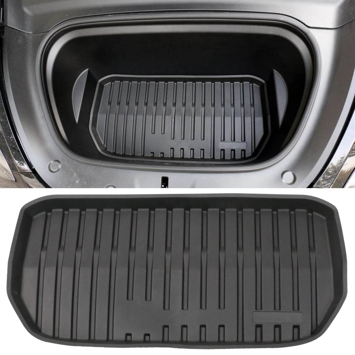 Ikon Motorsports Trunk Mats Cargo Liner Matching with 2020-2023 Tesla Model Y Black Injection TPE All Climate Waterproof Anti-Slip Frunk Trunk Under Cargo Storage Liner Mat Interior Accessories