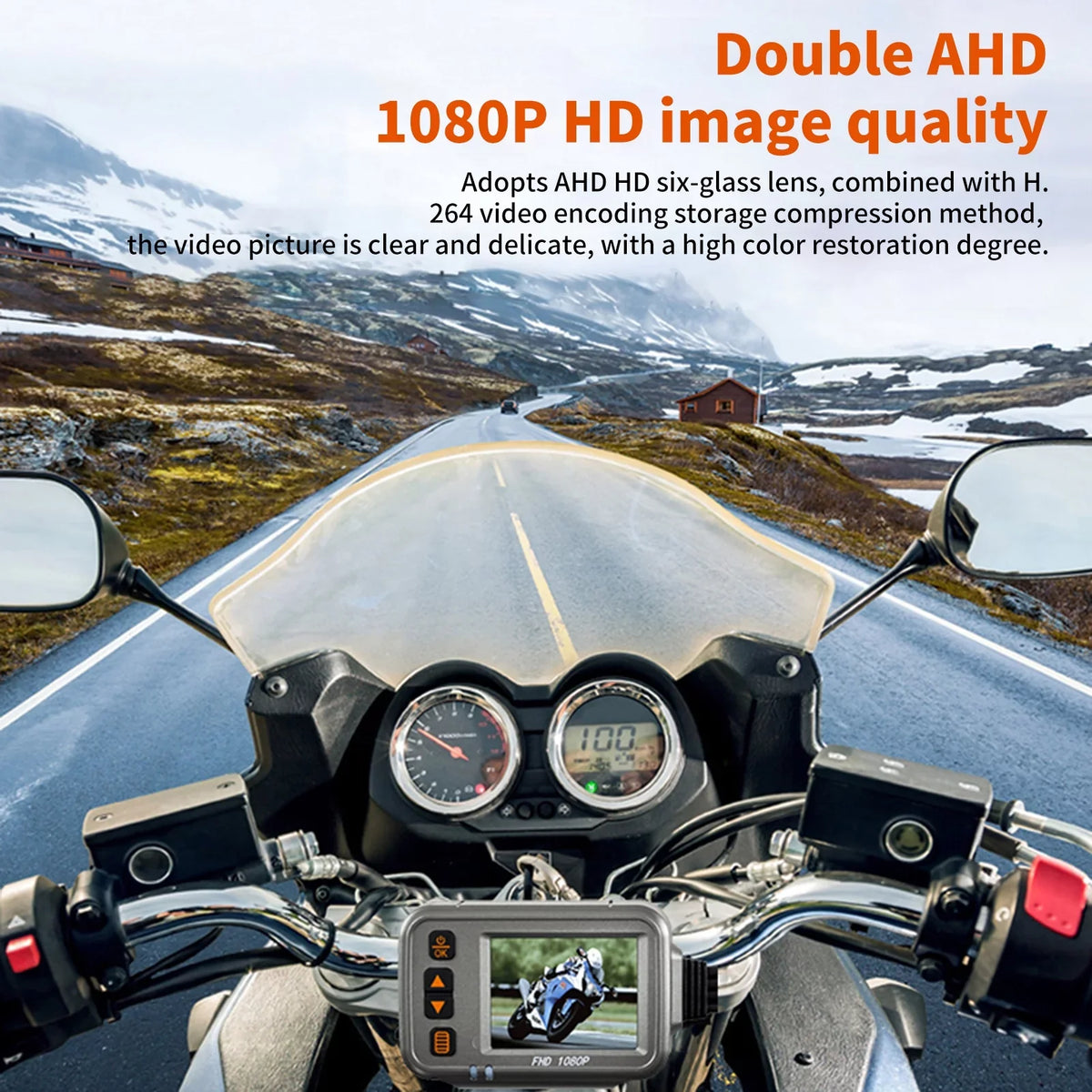 Pinnaco Motorcycle Dash Cam WiFi Dual 1080p Motorbike Camera Full HD Waterproof Night Vision - 32G Storage Card Included