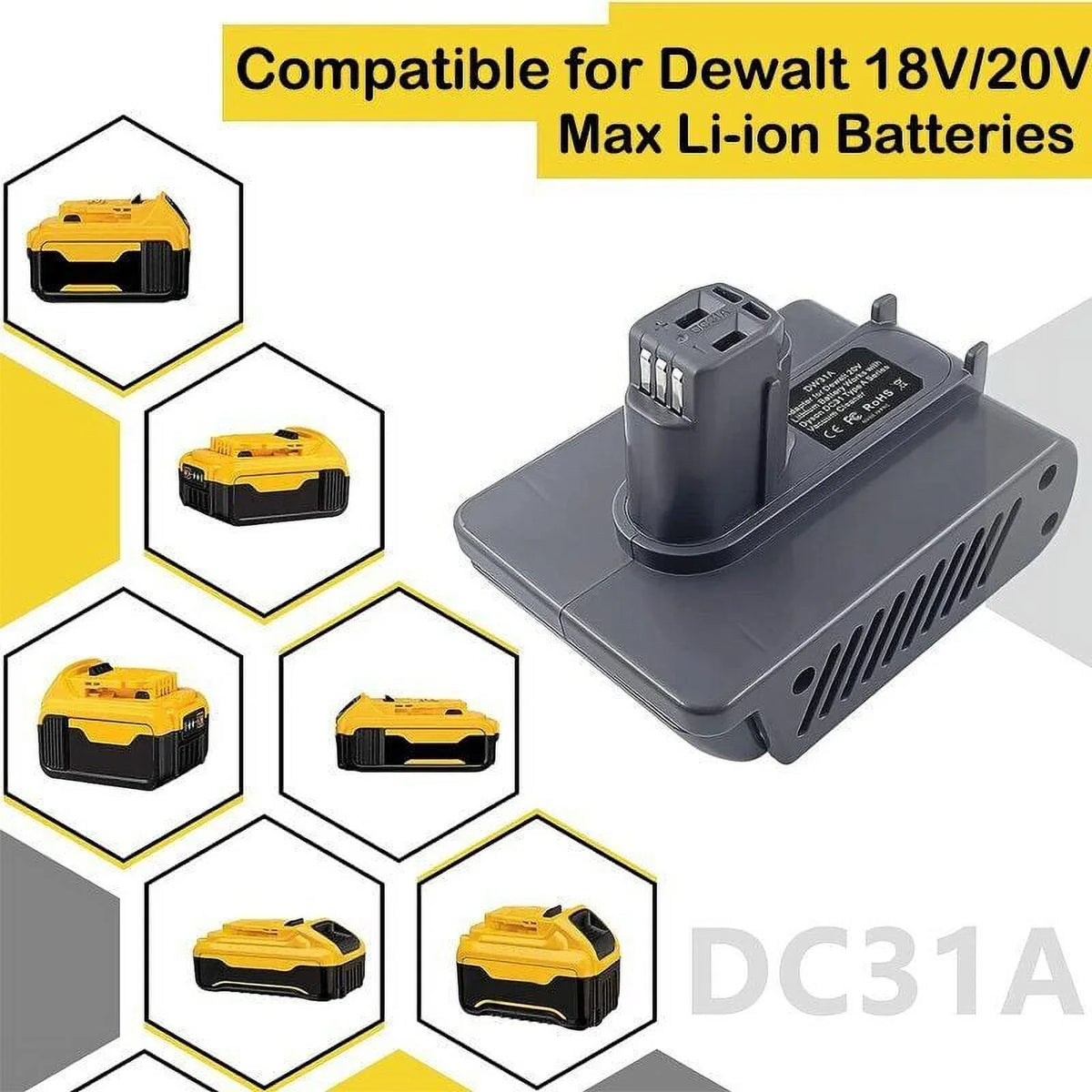 Adapter for Dewalt 20V Battery DCB205 DCB200 DCB180 DCD985B DCD771C2 Convert to For Dyson DC31 DC34 DC35 DC44(Type A) Animal Vacuum Cleaner tools