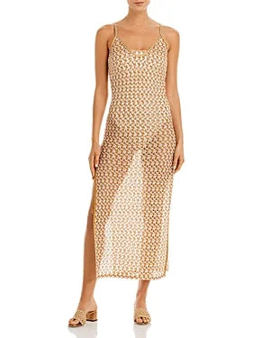 Missoni Mare Women's Crochet Maxi Dress Swim Wrap (48, White/Gold)