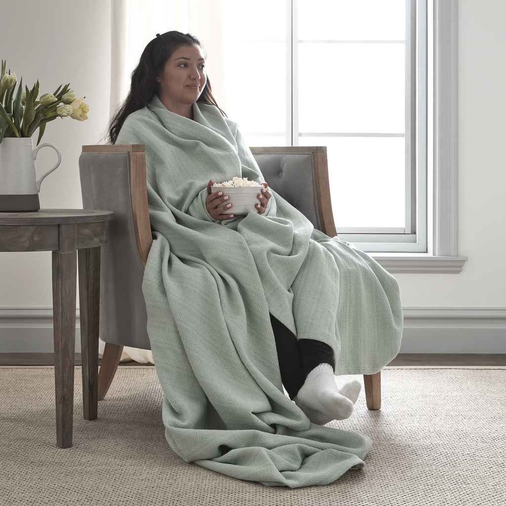 Vellux 100% Cotton Blanket - Soft, Breathable, Cozy & Lightweight Thermal Blanket - All Season Queen Size Blanket Perfect for Layering Bed, Couch & Sofa - Hotel Caliber (90x90 Inch Light Grey)