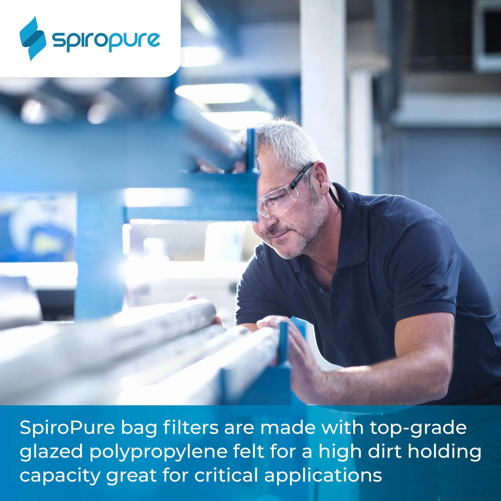 SpiroPure SP-BP-410-10 10 Micron #3 (10”) Glazed Polypropylene Felt Liquid Bag Filter BP-410-10 155387-03 (Case of 40)