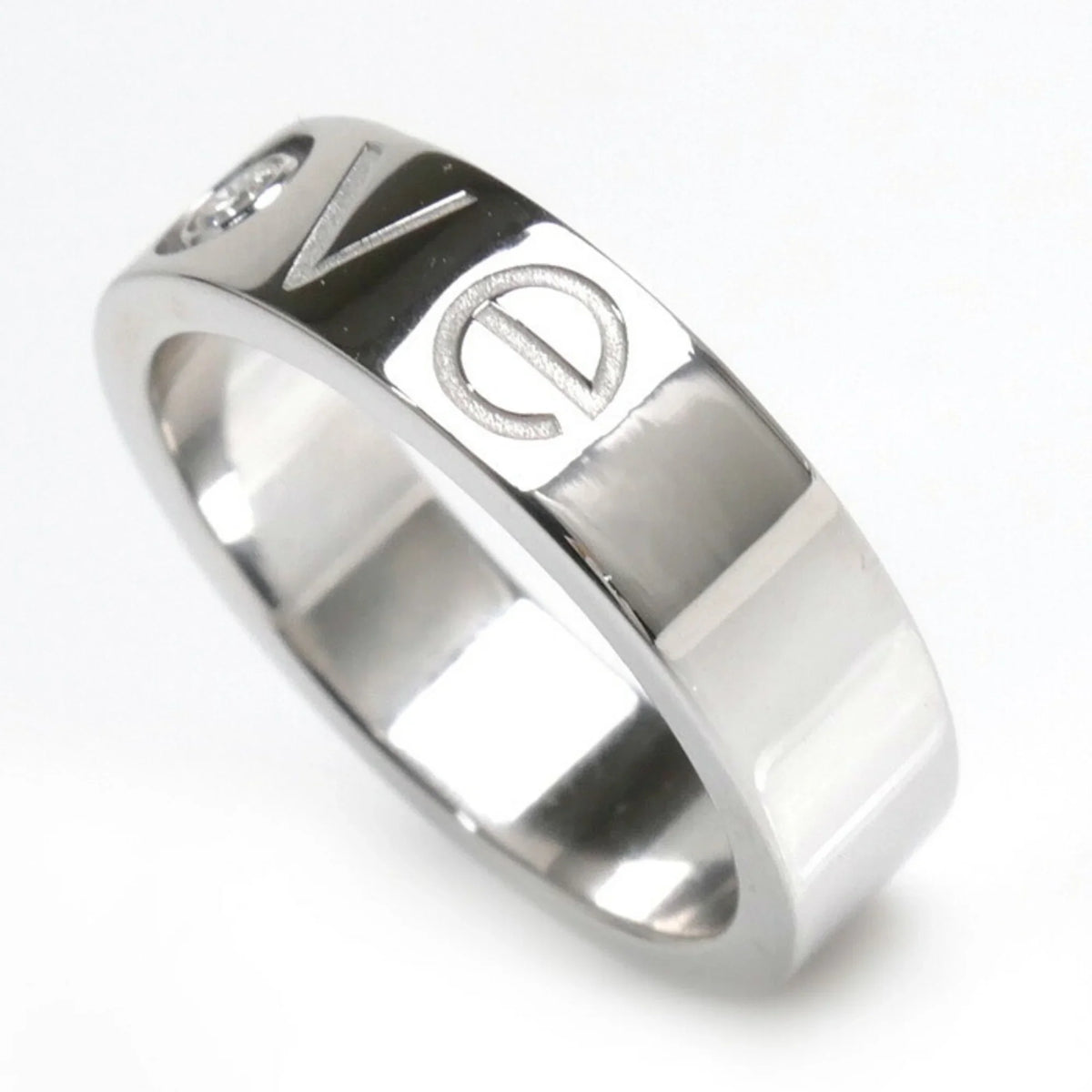 Pre-Owned CARTIER Cartier K18WG White Gold Love Ring 1P Diamond 14.5 Size 55 9.8g 2006 Limited Edition Women's (Good)