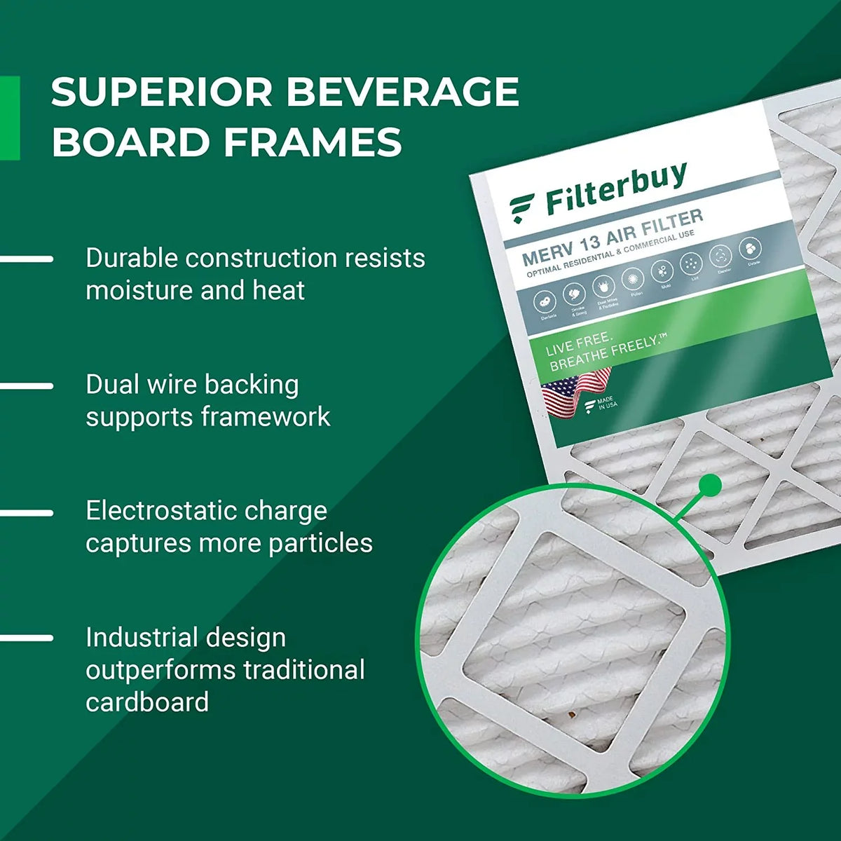 Filterbuy 18x30x1 MERV 13 Pleated HVAC AC Furnace Air Filters (12-Pack)