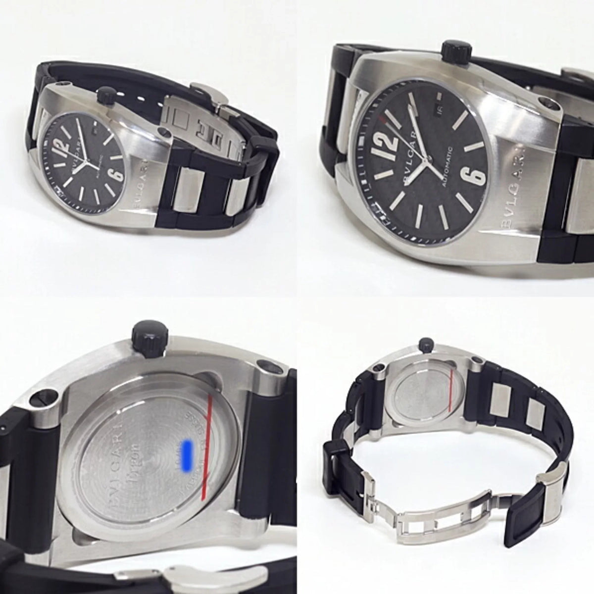 Pre-Owned BVLGARI Bulgari men's watch Ergon EG40S black (black) dial rubber belt self-winding (Good)