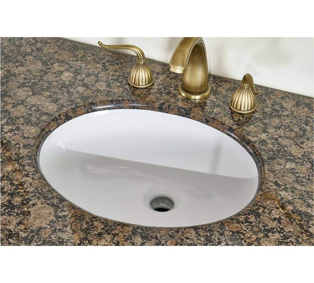 Stufurhome 60 inch Saturn Double Sink Vanity with Baltic Brown Granite Top
