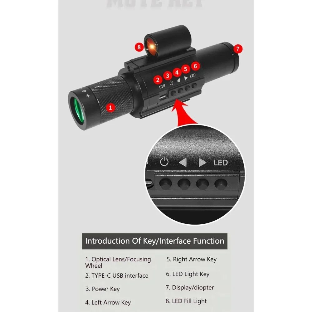 Portable Monocular Night-Visions Sight Device Day Night Use Telescopes 1.54inch Display Photo Taking Video Recording Infrared Digital Video Camera for Fishing Craft Wildlife Observation