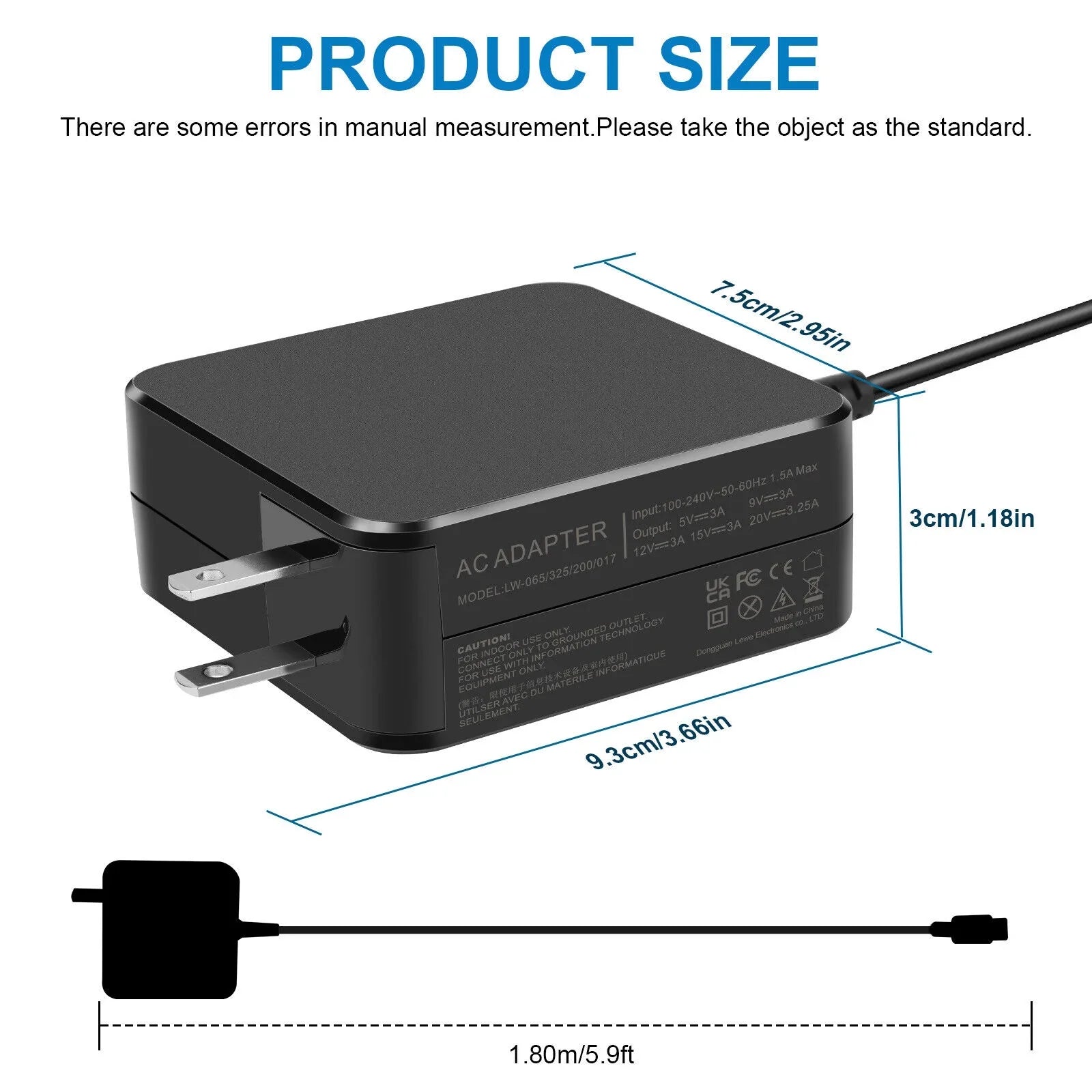 65W USB C AC Adapter Charger for HP L30757-002 L32392-001 L30757-004 L32392-001