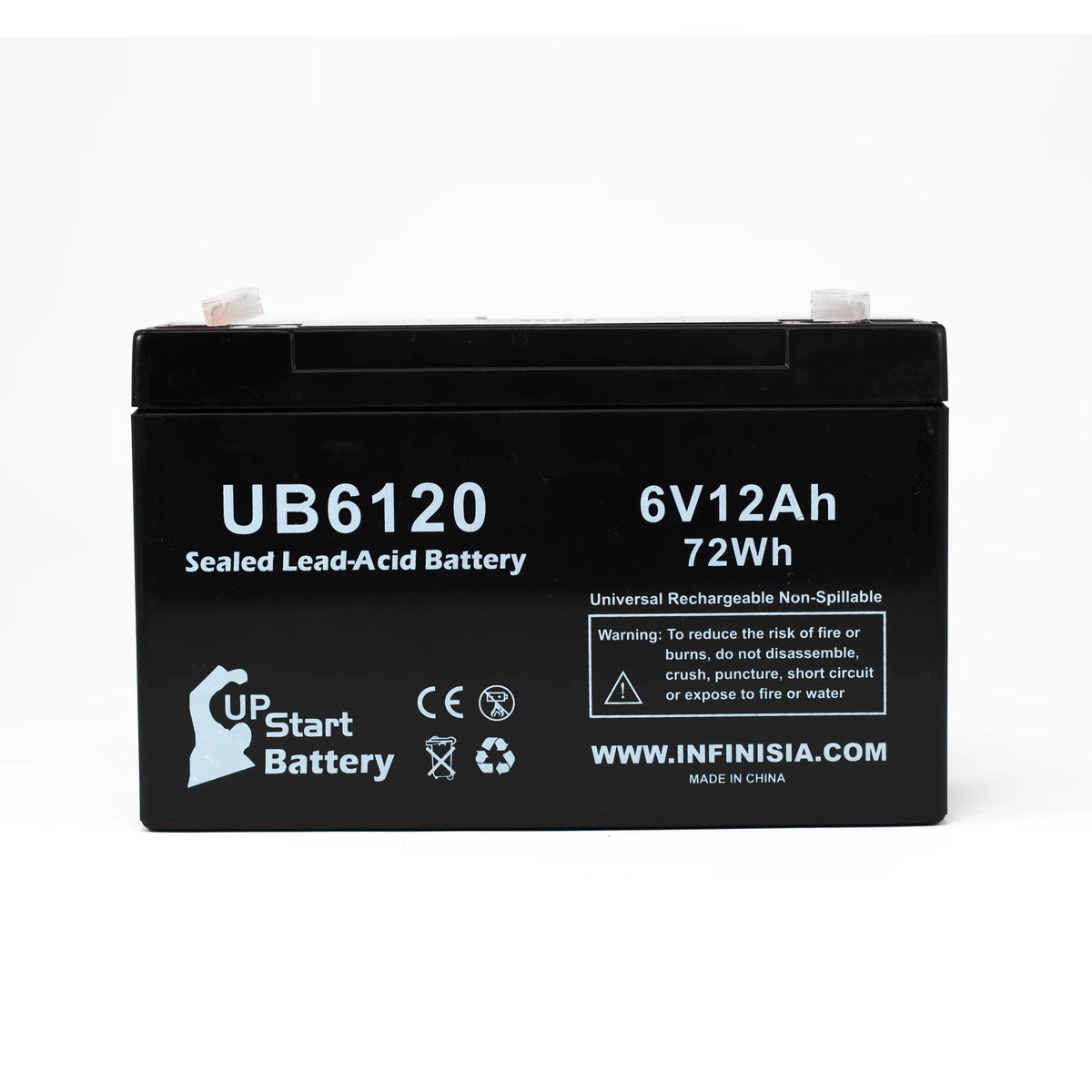 3x Pack - Suitable Tripp-Lite 850 Battery - Replacement UB6120 Universal Sealed Lead Acid Battery (6V, 12Ah, 12000mAh, F1 Terminal, AGM, SLA) - Includes 6 F1 to F2 Terminal Adapters