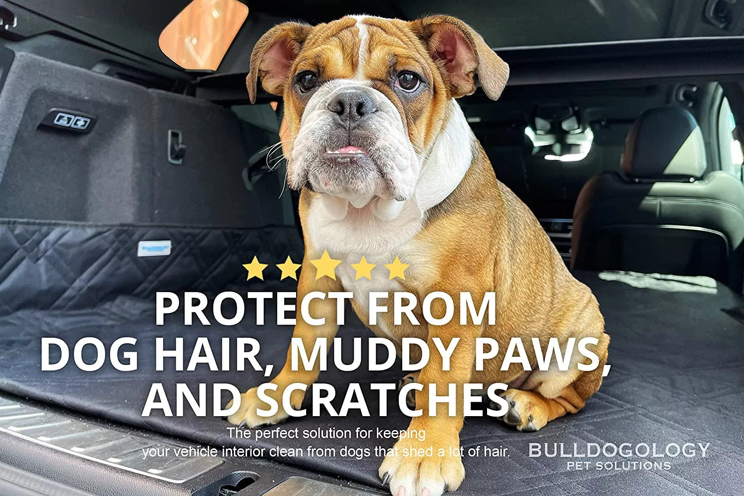 Bulldogology SUV Cargo Liner for Dogs - Heavy Duty Pet Trunk Cargo Protection - Dog Car Seat Protection Waterproof Nonslip - Dog Hair, Muddy Paws, Scratches Shield Protector for Cars Vans SUVs (X-Large, Grey)
