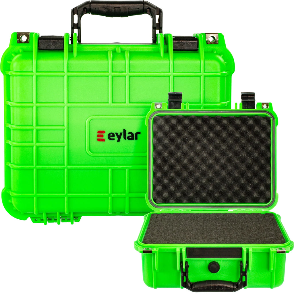 Eylar Gear and Camera Hard Case Waterproof with Foam 13.37 inch Neon Green