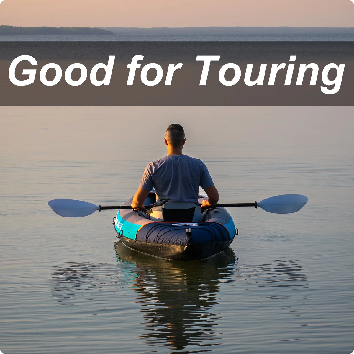 BRIGHT BLUE Inflatable Touring White Water Paddling Kayak 1-2 Persons sit-on with Paddles,Hand Pump,Backpack,Fins