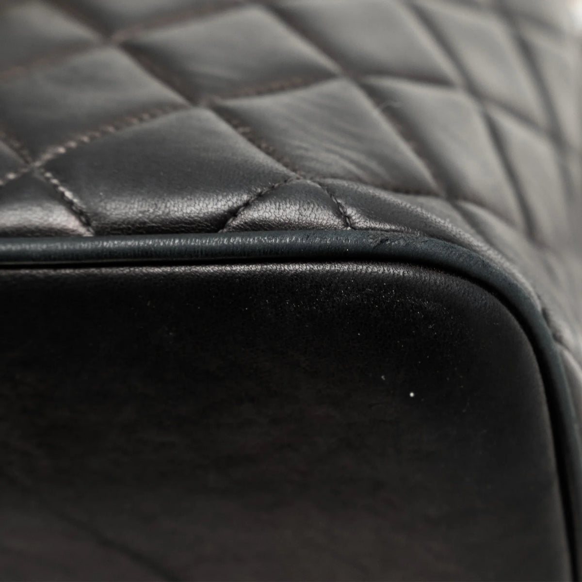 Pre-Owned Authenticated Chanel Quilted Lambskin Dome Shoulder Bag Leather Black Unisex (Good)