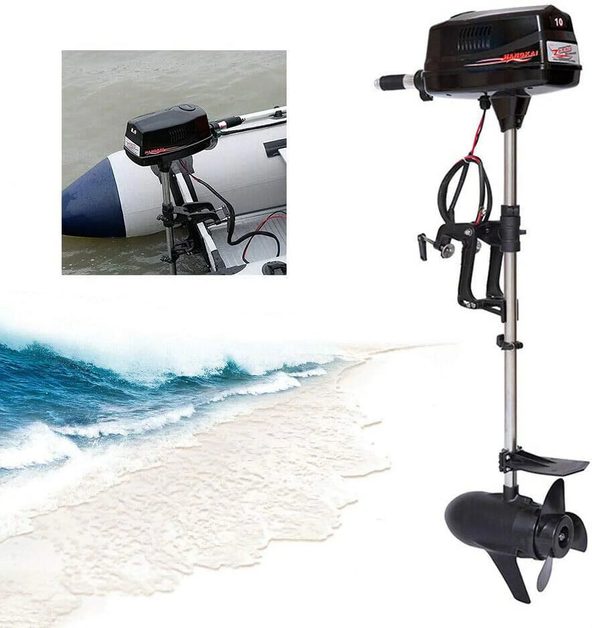 Miumaeov 10HP Electric Outboard Motor Brushless Ship Engine Tiller Control Heavy Duty Outboard Trolling Motor 60V 2200W Fishing Craft Engine for Kayak Fishing Watercraft Canoe Trolling Propeller
