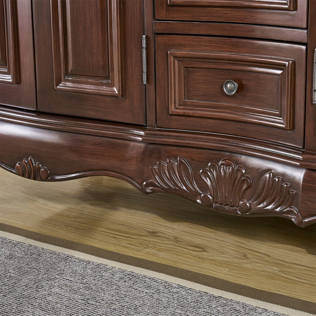 Stufurhome 60 inch Saturn Double Sink Vanity with Baltic Brown Granite Top
