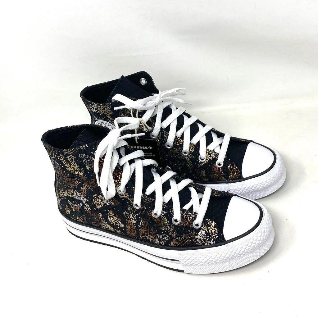 Converse CTAS Lift Platform High Top Black Women's Kids Canvas Sneakers A01511C