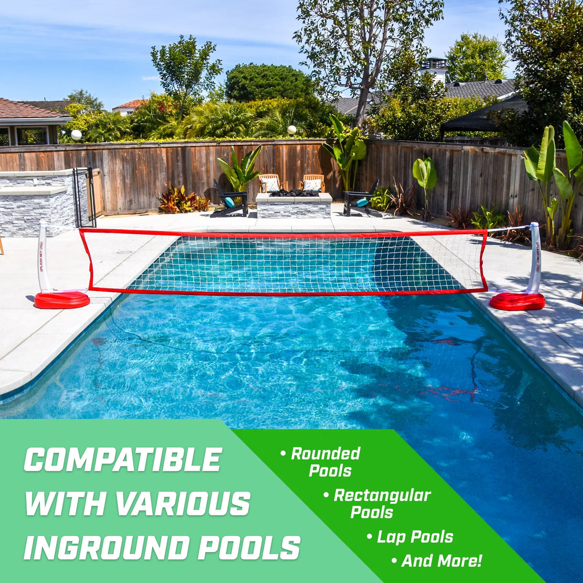 GoSports Splash Net PRO Pool Volleyball Net, Includes 2 Balls, Red