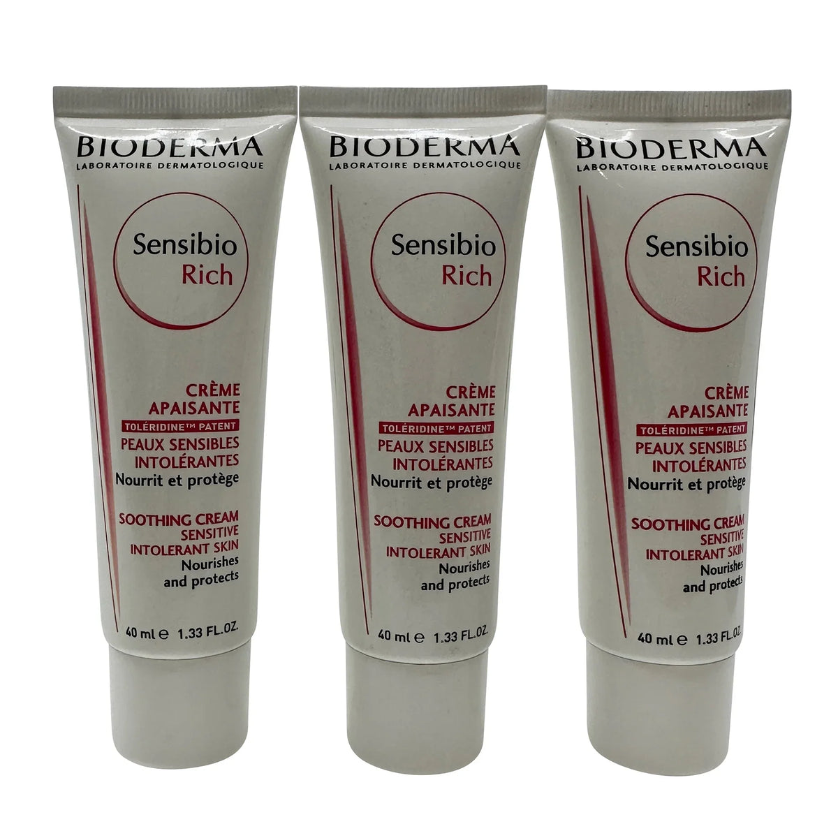 Bioderma Sensibio Rich Soothing Cream Sensitive Skin 1.33 oz Set of 3