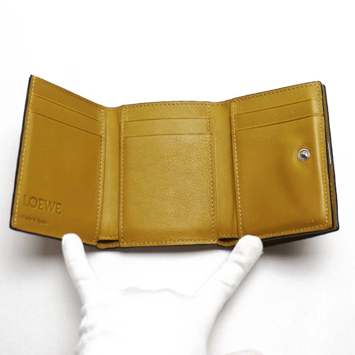 Pre-Owned LOEWE Trifold Wallet Anagram Mustard Color C821TR2X02 8110 Women's (Good)