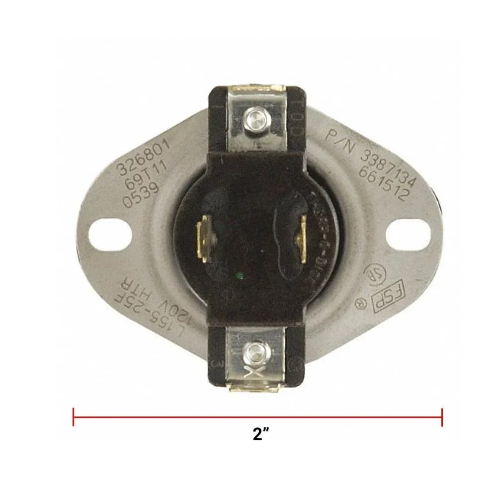 GLOB PRO SOLUTIONS AP6008270 PS11741405 EAP11741405 PD00002313 CKD2502 Dryer Cycling Thermostat 2" Length Approx. Replacement for and Matching with Whirlpool Maytag Kenmore Heavy DUTY