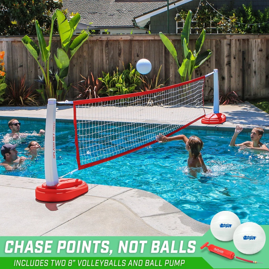 GoSports Splash Net PRO Pool Volleyball Net, Includes 2 Balls, Red