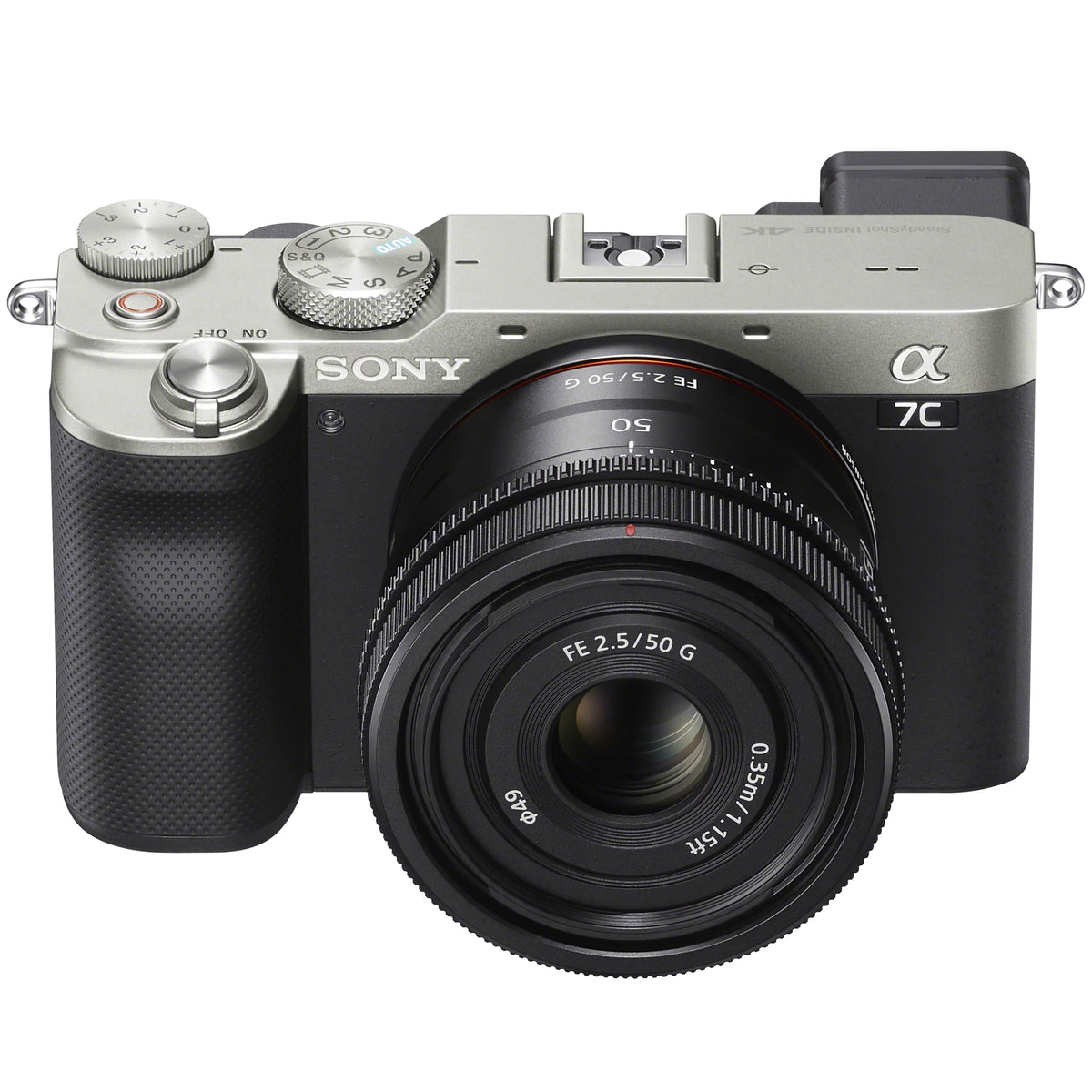 Sony a7C Mirrorless Full Frame Camera Body with Sony FE 50mm F2.5 G Compact Lens SEL50F25G Silver ILCE7C/S Bundle with Deco Gear Photography Backpack Case + Microphone + LED + Monopod and Accessories