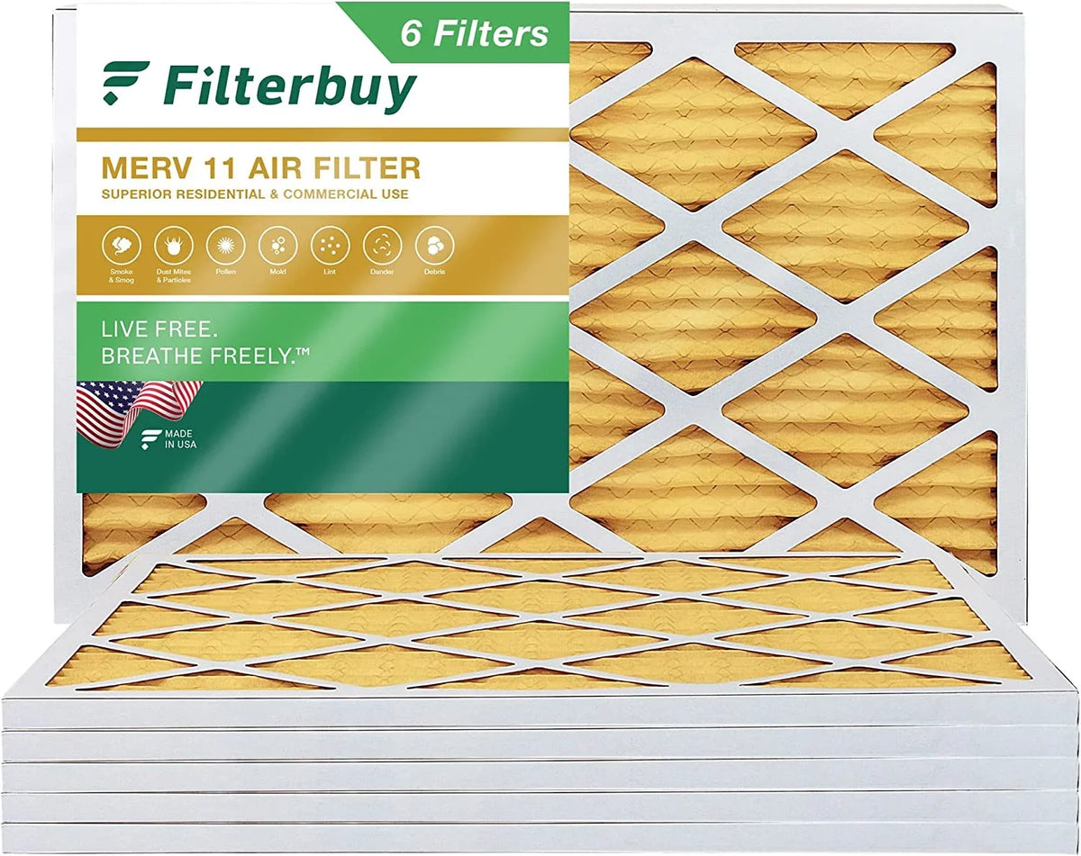 Filterbuy 8x30x1 MERV 11 Pleated HVAC AC Furnace Air Filters (6-Pack)