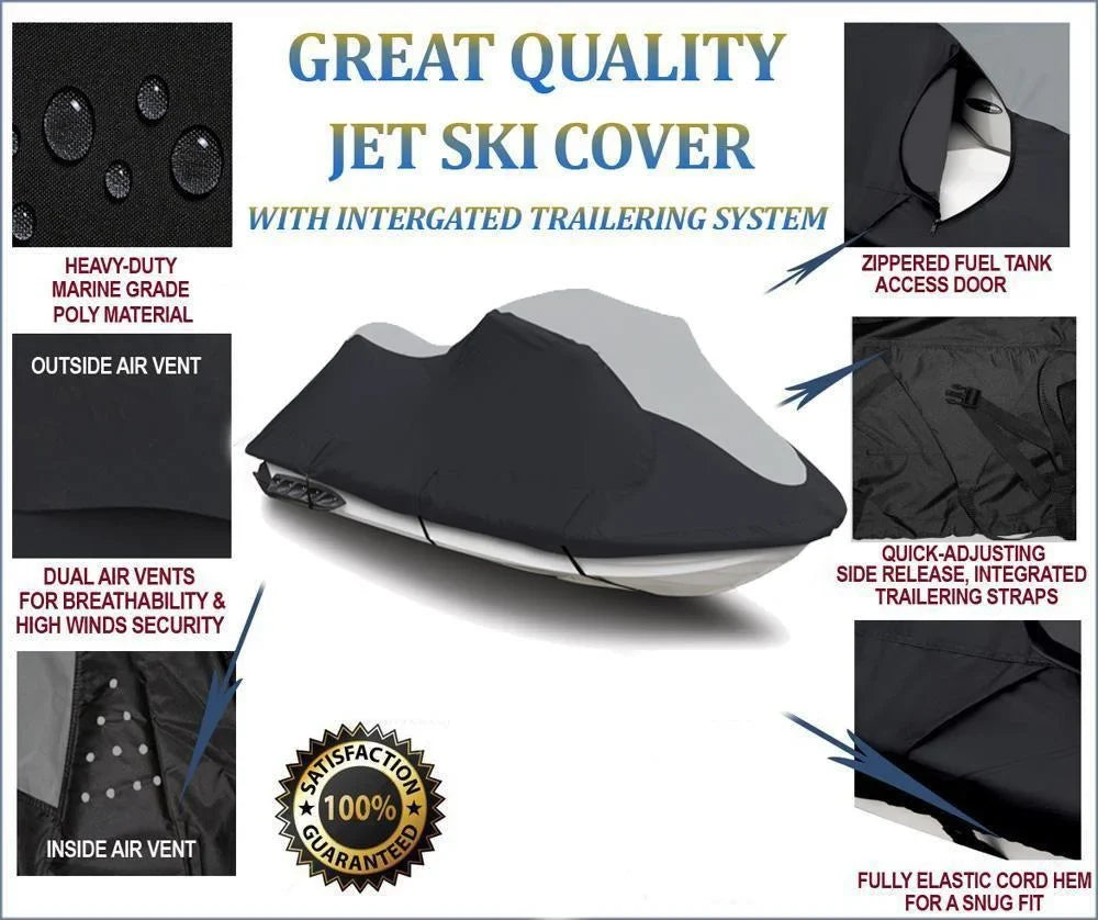 SUPER HEAVY-DUTY PWC 600D JET SKI Wrap Suitable for Sea Doo Sea-Doo RXT-X 2007-2009 Jetski Jet Ski PWC trailerable Coating Black/Grey
