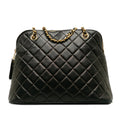 Pre-Owned Authenticated Chanel Quilted Lambskin Dome Shoulder Bag Leather Black Unisex (Good)