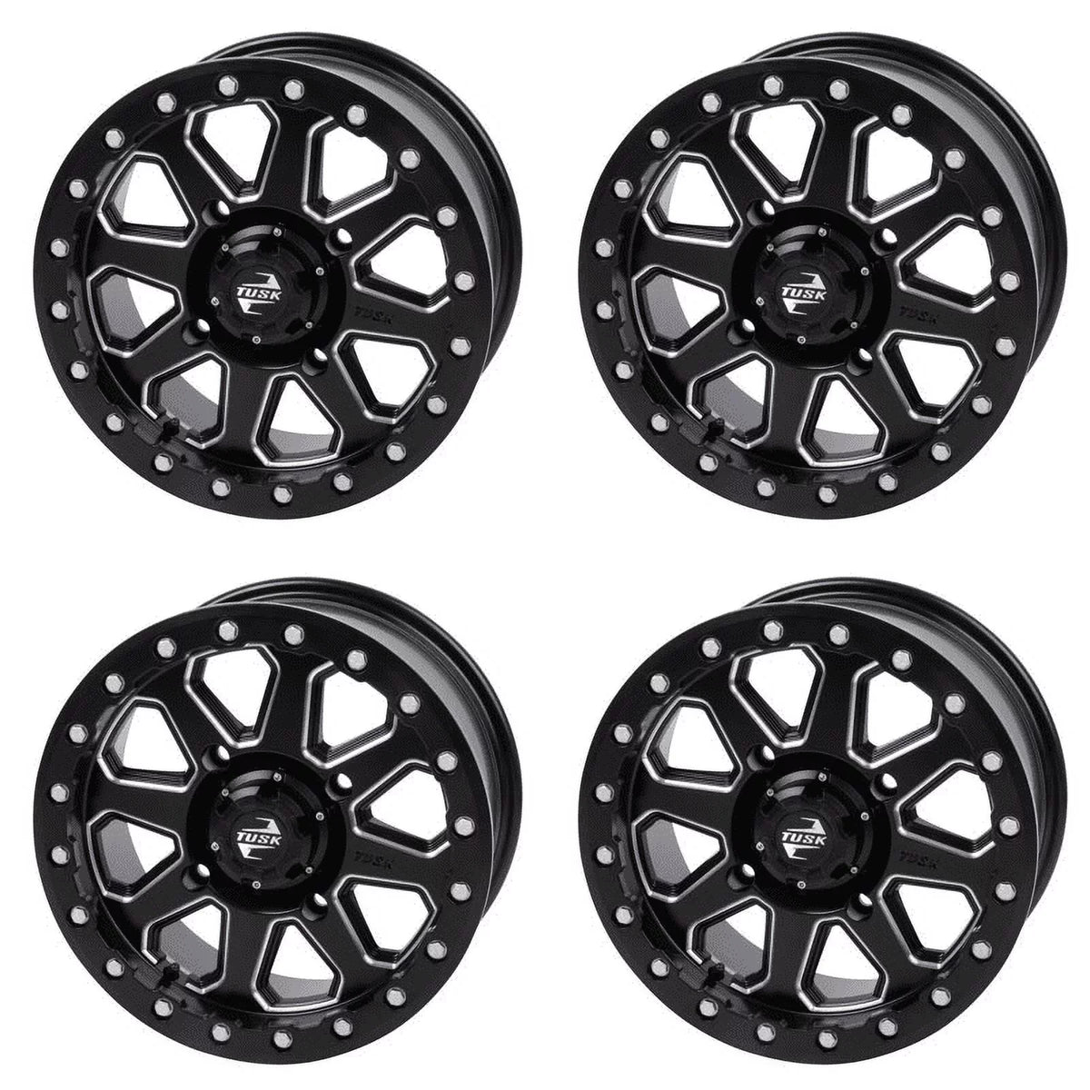 (4 Pack) 4/137 Tusk Uinta Beadlock Wheel 15X7 4.0 + 3.0 Milled/black For Can-Am Defender Hd10 Pro Xt 2020-2023