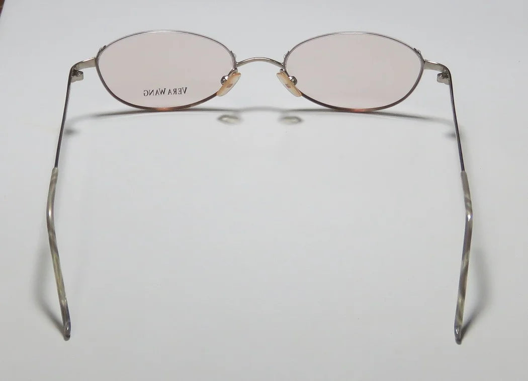 NEW VERA WANG V04 WOMENS/LADIES DESIGNER HALF-RIM SILVER "SCHOOL TEACHER PROFESSOR" LOOK MADE IN JAPAN FRAME DEMO LENSES 47-17-130 EYEGLASSES/EYEWEAR