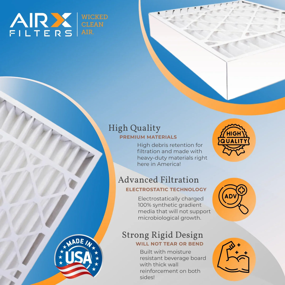 20x25x5 Air Filter MERV 8 Comparable to MPR 700 & FPR 5 Fitting with Air Bear 255649-102 Premium USA Made 20x25x5 Furnace Filter 1 Single Filter by AIRX FILTERS WICKED CLEAN AIR.