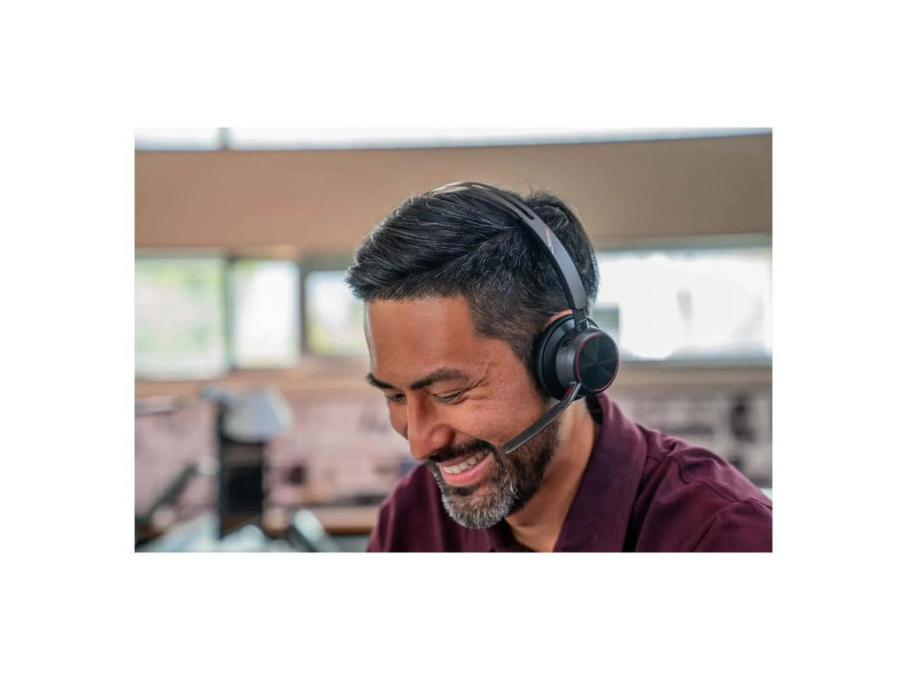 Poly Voyager Focus 2 USB-A Bluetooth Stereo Headset - Siri, Google Assistant - Stereo - USB Type A - Wired/Wireless - Bluetooth - 298.6 ft - 20 Hz - 20 kHz - On-ear, Over-the-head - Binaural - Supr...