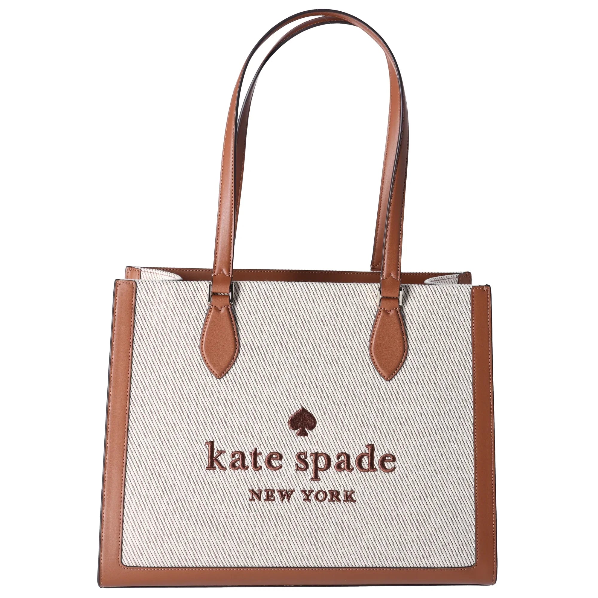 Kate Spade KF508 Ellie Canvas Leather Large Shoulder Tote Warm Gingerbread