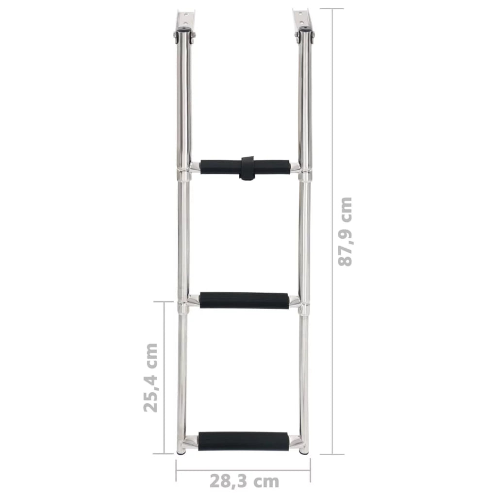 Dcenta 3 Folding Boarding Ladder Stainless Steel Non-Slip Telescopic Ladder for Swimming Pool, Ship and Mounting Platform