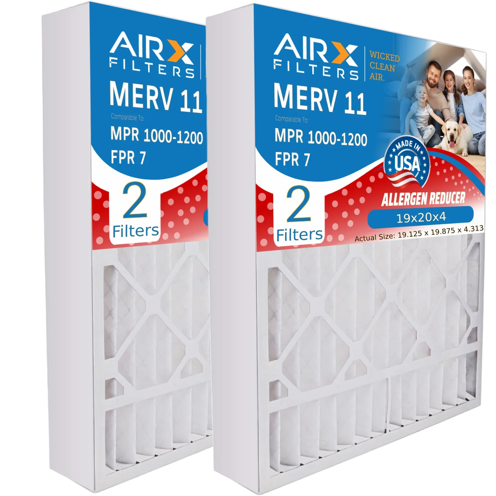 19x20x4 Air Filter MERV 11 Comparable to MPR 1000, MPR 1200 & FPR 7 Suitable with Bryant Carrier FNCCAB0021 FILXXFNC-0021 USA Made 19x20x4 Furnace Filter 2 Pack by AIRX FILTERS WICKED CLEAN AIR.