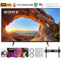 Sony KD50X85J 50 Inch X85J 4K Ultra HD LED Smart TV (2021 Model) Bundle with Premiere Movies Streaming 2020 + 30-70 Inch TV Wall Mount + 6-Outlet Surge Adapter + 2x 6FT 4K HDMI 2.0 Cable